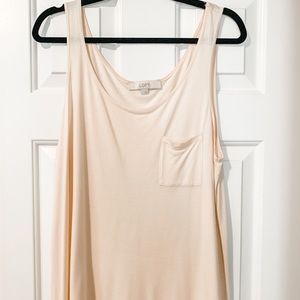 Loft blush pink cotton tank with sheer trim